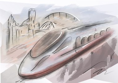 hızlı tren soyut illüstrasyon