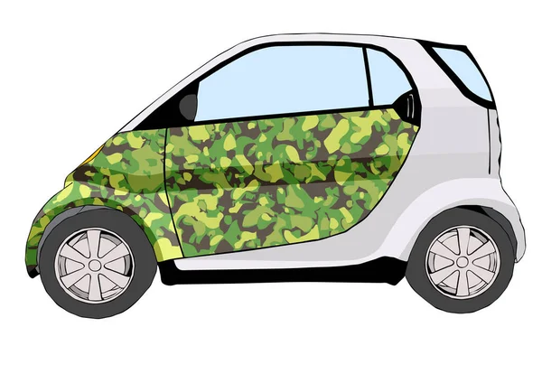 Auto Elektrische Mini Geïsoleerd Witte Achtergrond — Stockvector
