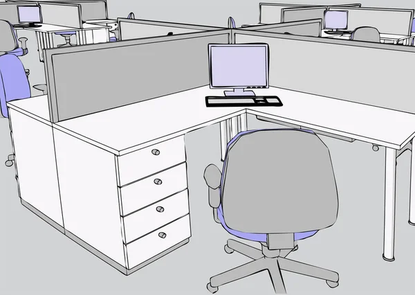 Interior Oficina Vacía Oficina Sala Vector Ilustración — Archivo Imágenes Vectoriales