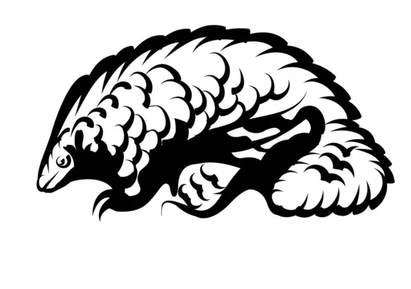 Silhouette Pangolin Isolée Sur Fond Blanc — Image vectorielle