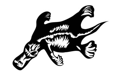 beyaz arkaplanda izole edilmiş ornitorenk silueti