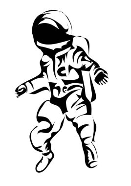 astronot silueti beyaz arkaplanda izole edildi