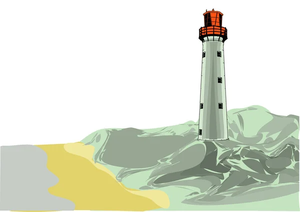 Lighthouse Sea Isolated White Background — Stock Vector