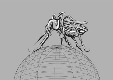  Topraktaki sivrisinek soyut vektör çizimi