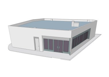 dükkan çizimi beyaza izole edildi