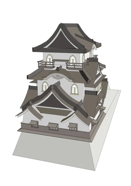 Pagoda Vector Illustration Isolated White Background — Stock Vector