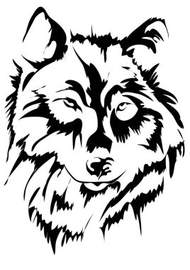 Beyaz arka planda izole edilmiş kurt silueti