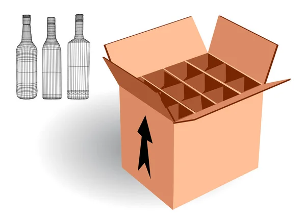 Caja Vino Para Exportación Aislada Sobre Fondo Blanco — Archivo Imágenes Vectoriales