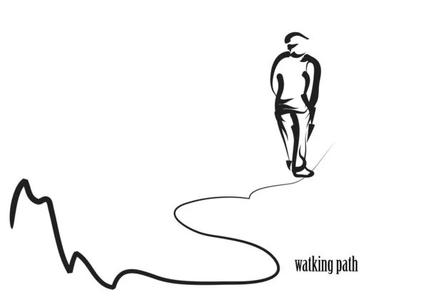 Walking Path Silhouette Isolated White — Stock Vector