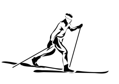 Klasik kayak yarışı. İnsanın soyut silueti 