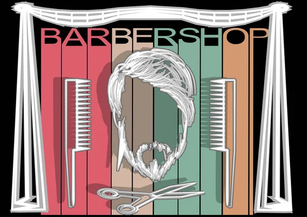 Cartazes Barbearia Com Slissors Pentes Fundo Bacl —  Vetores de Stock