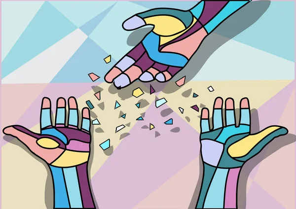 Hands Sharing Abstract Vector Illustration — Stock Vector