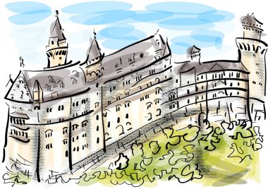 Neuschwanstein Kalesi soyut vektör çizimi