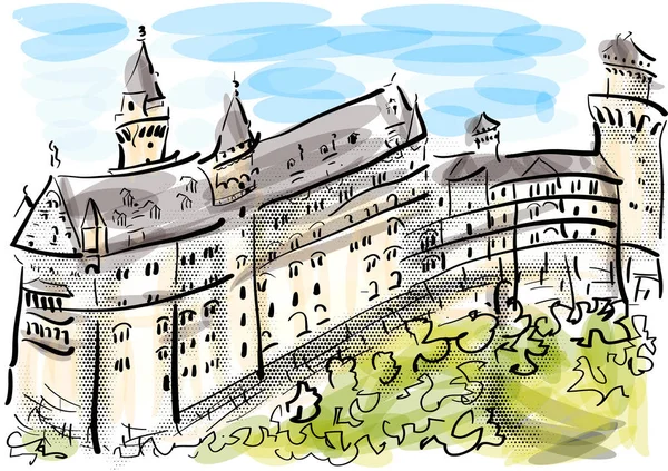 Neuschwanstein Castello Astratto Vettoriale Illustrazione — Vettoriale Stock