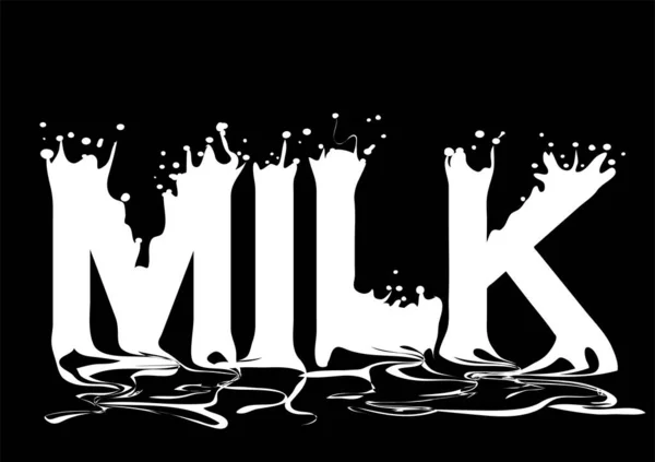 Milk Text Isolated Black Background — Stock Vector