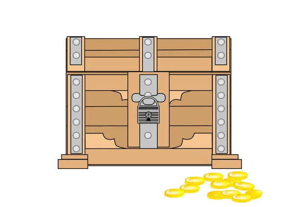 Schatkist Geïsoleerd Witte Achtergrond — Stockvector