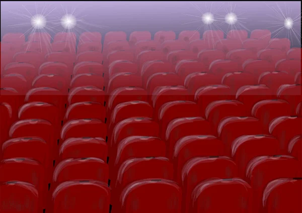 Cinéma Hall Vide Avec Fauteuils Rouges — Image vectorielle