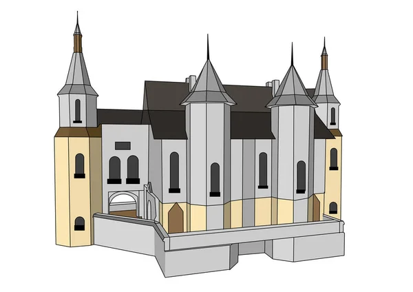 Château Vectoriel Illustration Isolé Sur Fond Blanc — Image vectorielle