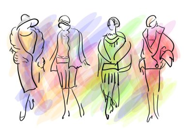 1920 'lerin kadın soyut vektör çizimi