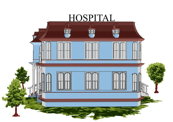 Edificio Ospedaliero Isolato Sfondo Bianco — Vettoriale Stock