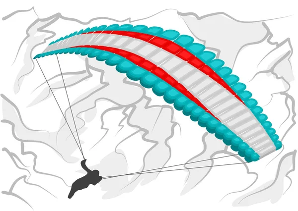 Parapente Milliolore Survolant Les Montagnes — Image vectorielle
