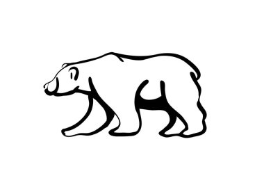 Beyaz arkaplanda izole edilmiş boz ayı silueti