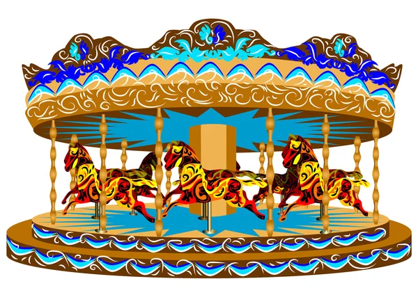 Carousel with horses — Stock Vector