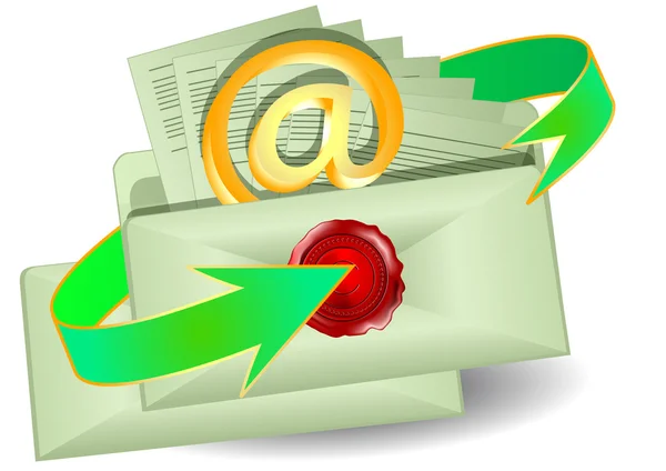 Envelopes com um email — Vetor de Stock