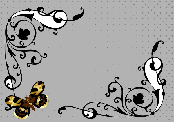 Fundo floral com borboleta —  Vetores de Stock