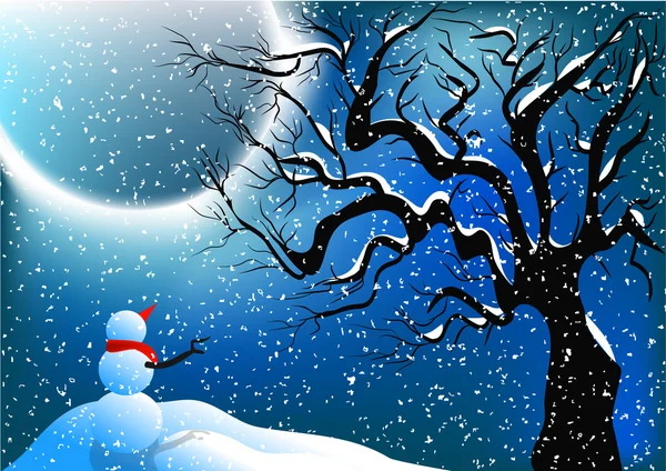 Bonhomme de neige et neige — Image vectorielle