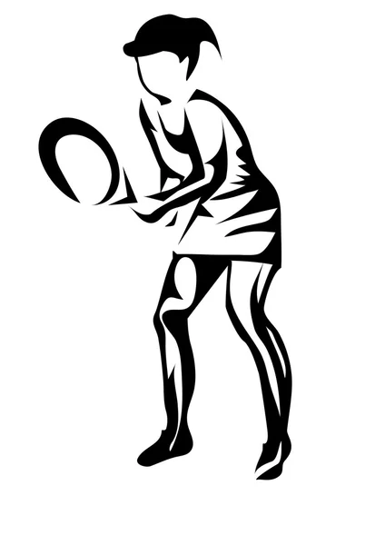 Mujer jugando tenis — Vector de stock