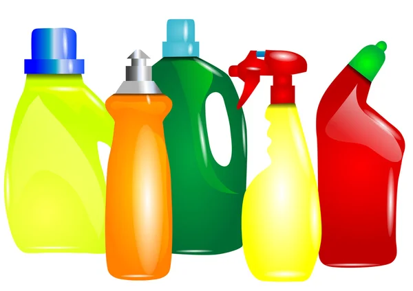 Multicolor cleaning products — Stock Vector