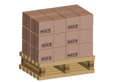 ahşap palet üzerindeki karton kutular