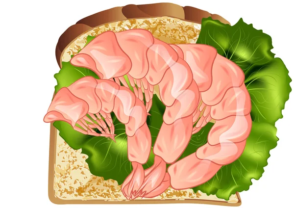 Prawn sandwich — Stock Vector
