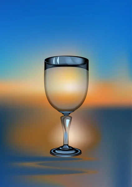 Бокал вина закат — стоковый вектор