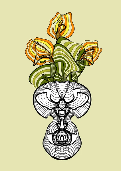 Vase avec des fleurs de printemps tulipes — Image vectorielle