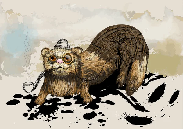 Furet avec tuyau — Image vectorielle