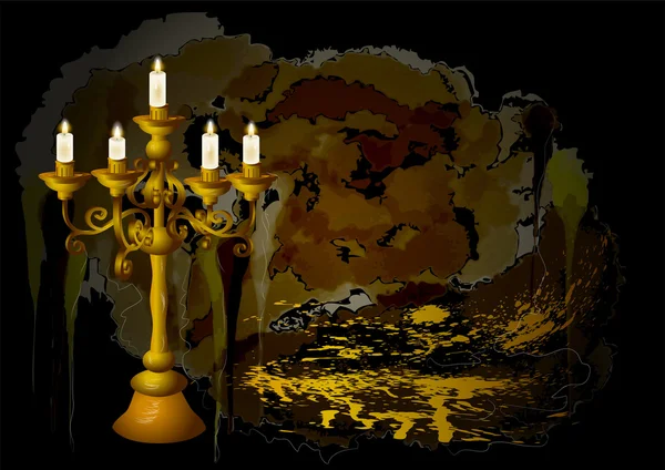 Candelabro y velas — Vector de stock