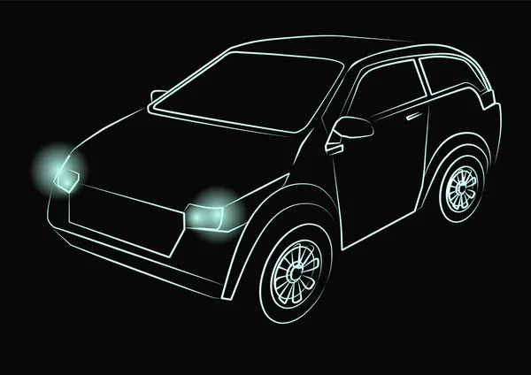 Néon vert voiture — Image vectorielle