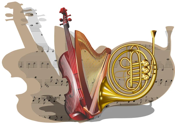 Instrumenten voor orkest — Stockvector