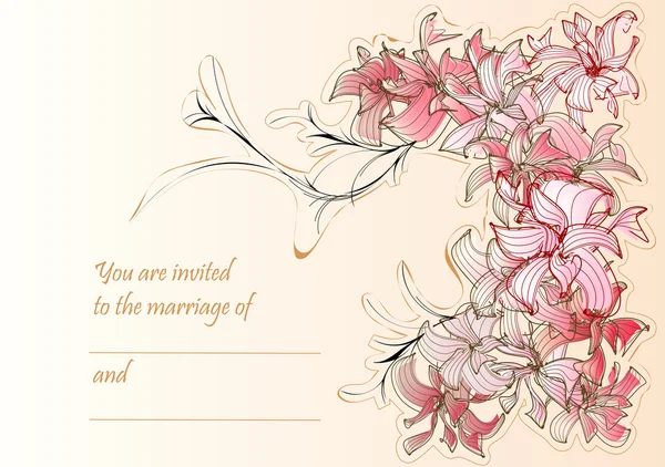 Tarjeta de boda con flores — Archivo Imágenes Vectoriales