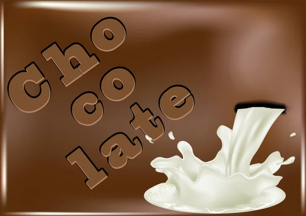 Chocolate and pouring milk — Stock Vector
