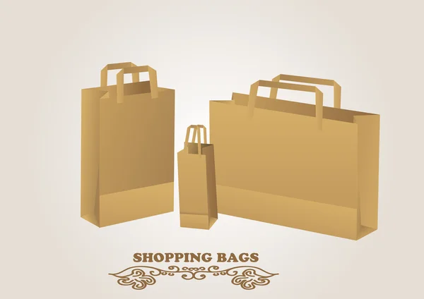 Braune Einkaufstaschen — Stockvektor