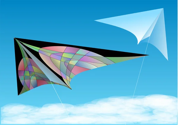 Kites in blue sky — Stock Vector