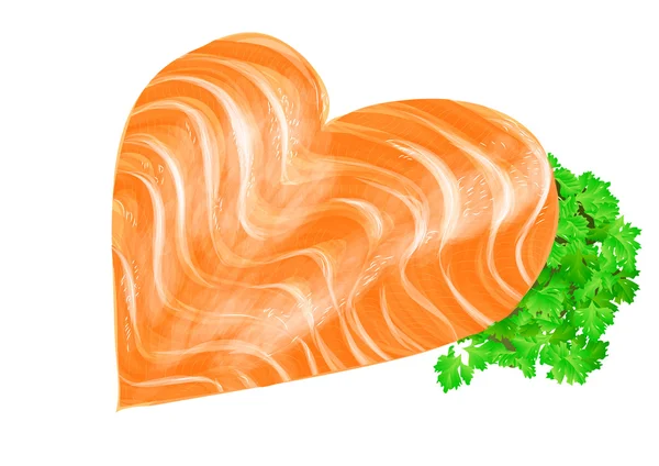 Salmon heart on white — Stock Vector