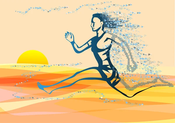 Бегущая женщина на берегу моря — стоковый вектор