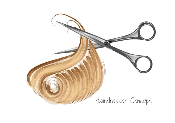 Salon fryzjerski koncepcji. nożyczki i włosów — Wektor stockowy