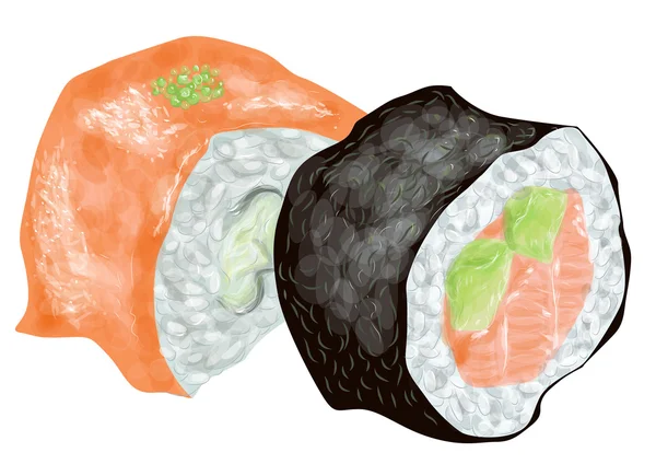 Sushi isolerad på en vit — Stock vektor