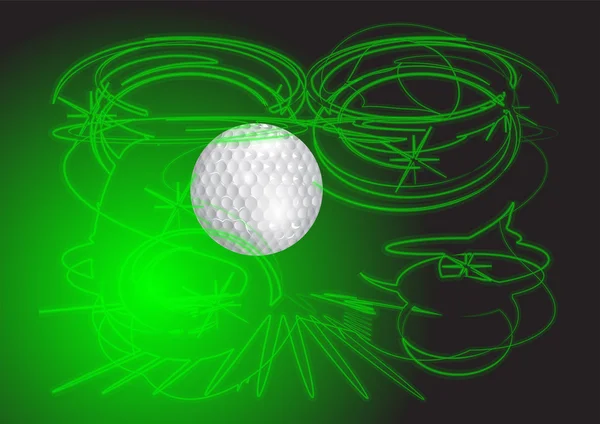 Golf ball och neon virvel — Stock vektor