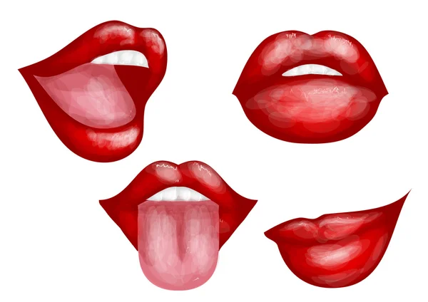 Set of four lips — Stock Vector